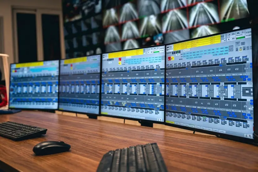 Riadiaci pult tunela Višňové - operátori monitorujú prevádzku v reálnom čase